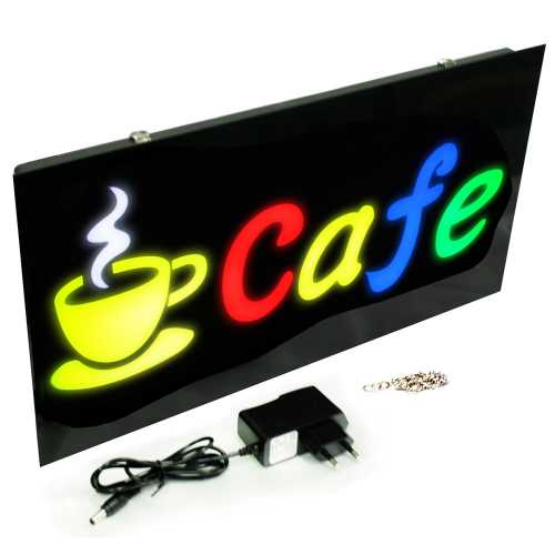 Placa De Led Cafe colorido 44cm x 24cm Letreiro de 