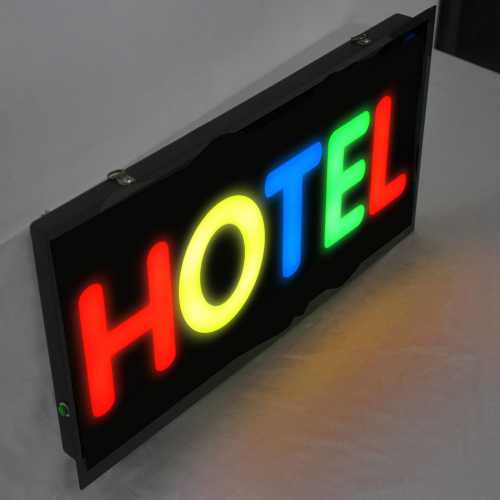 Placa De Led Hotel 44x24cm Letreiro Luminoso de 