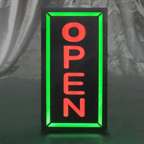 Placa De Led Open na Vertical 44x24cm Letreiro Luminoso em 